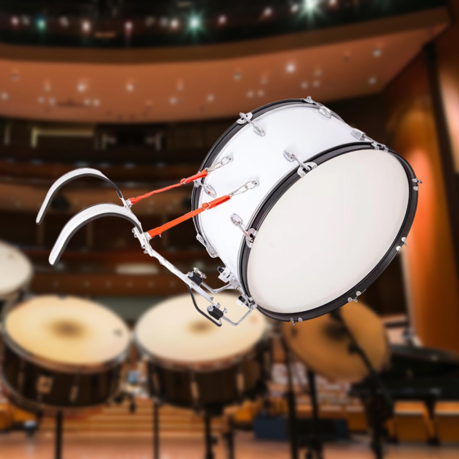 JISADER Imbracatura per tracolla per grancassa, imbracatura per rullante per banda musicale in lega di alluminio, cintura per strumenti a percussione, Orangina