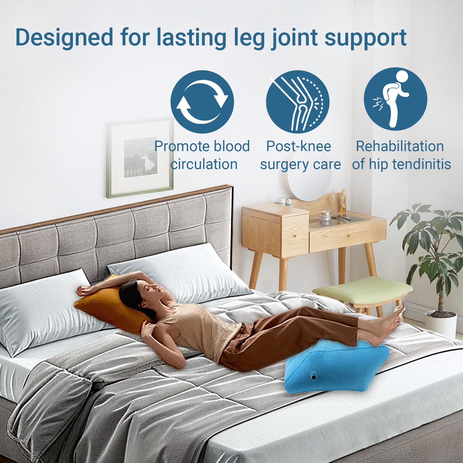 Oreiller De Surélévation Des Jambes Gonflable - Coussin En Coin Pour Lit, Récupération, Grossesse, Seniors - 2