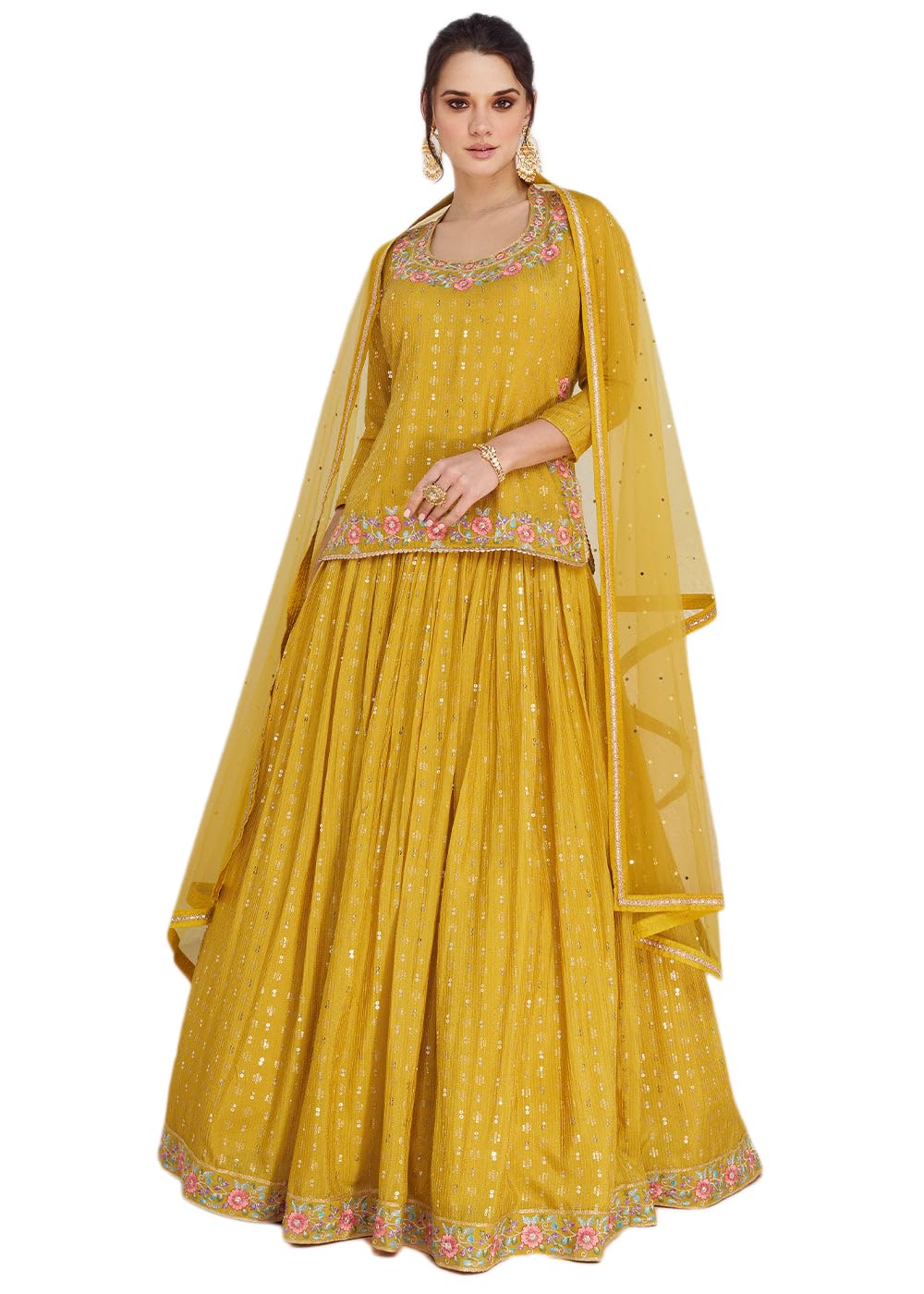 miss ethnik Women's Chinon Stitched Top With Stitched Chinon Bottom and Chinon Dupatta Full Sleeve Embroidered Straight Choli (ME-1170)-picture-46