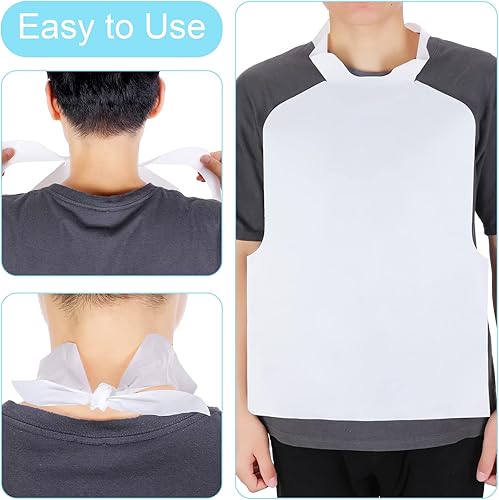 Miniatura 5 de Janmercy 200 baberos desechables para adultos, 24 pulgadas, desechables, impermeables, de plástico, de un solo uso, mariscos, fiestas de Navidad,