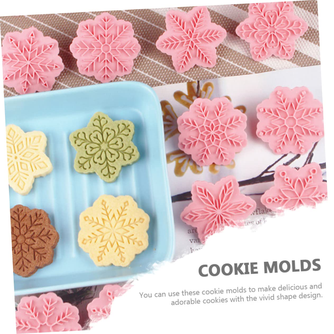 PRETYZOOM 72 Stk Schneeflocken-Schablone Weihnachtsbacken Urlaubsplätzchen weihnachts backform christmas-decorations Keksform aus Kunststoff für Backliebhaber pp Rosa