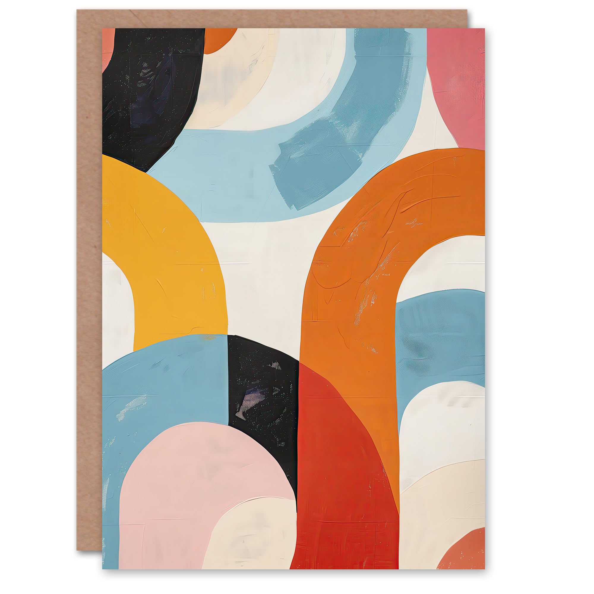 Artery8 Greeting Card Abstract Rainbow Mid Century Modern Oil Painting Blank For Him Or Her Art Birthday Card