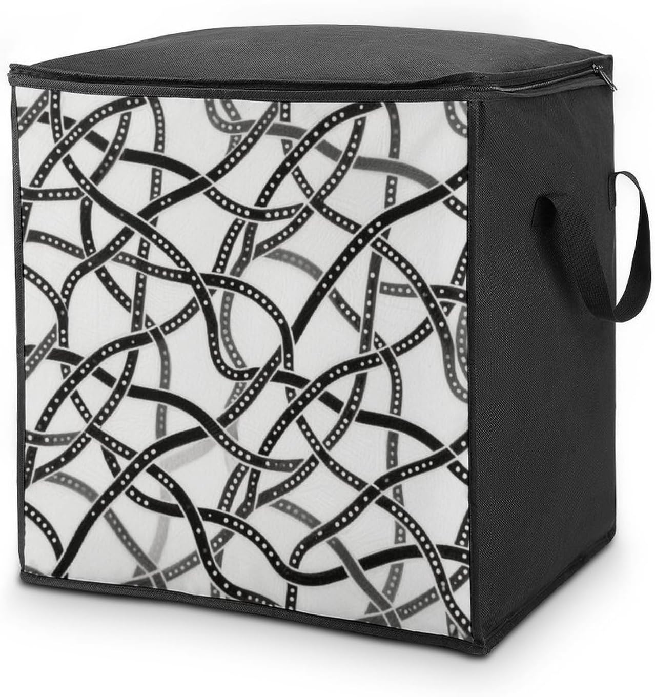 Woven Lines Storage Bags Moving Bags Storage Bins | Comforter Storage Bag Reinforced Handles & Zippers Foldable Closet Organizers and Storage for Blanket Pillow Clothes