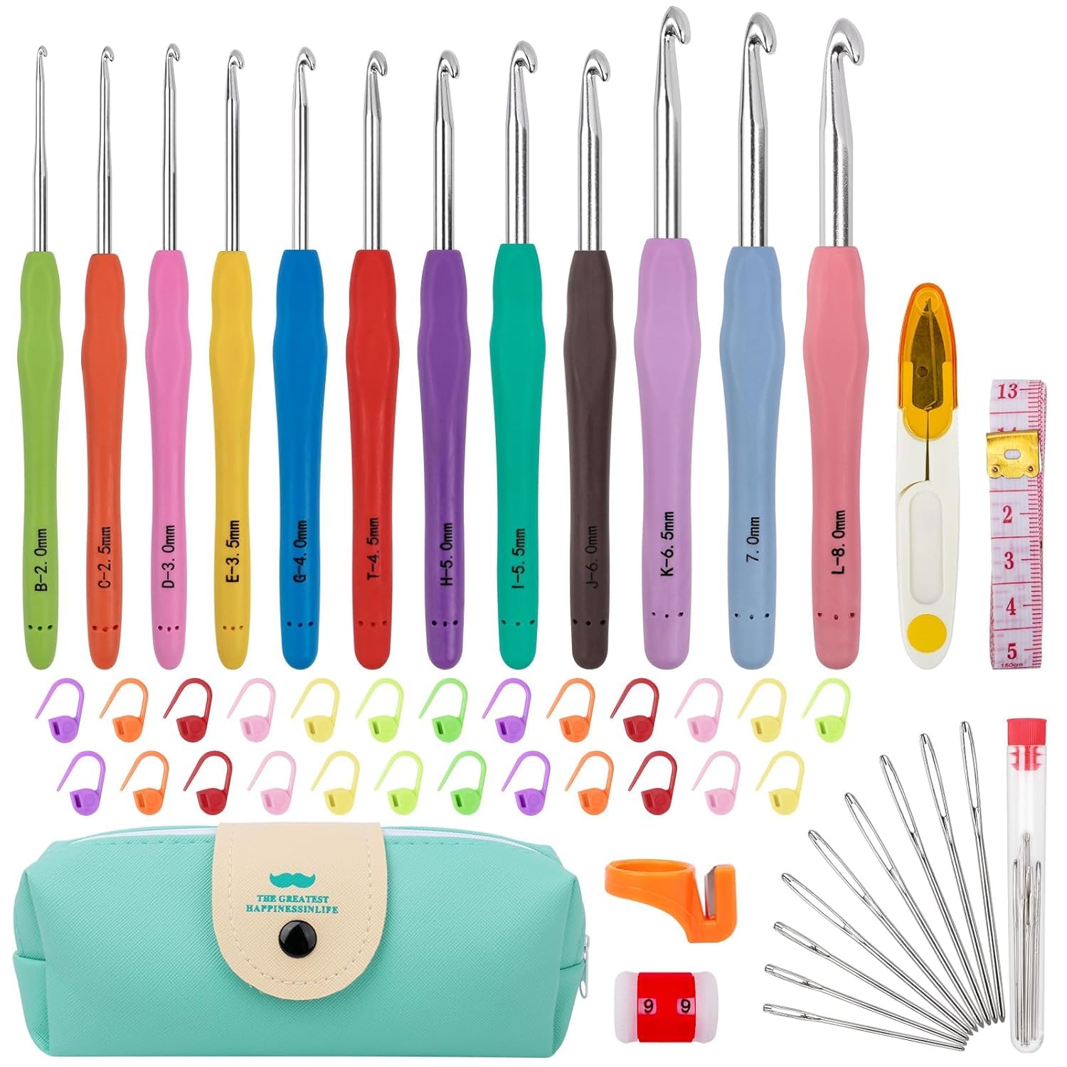 12 Pcs Crochet Hooks - Ergonomic Knitting Needles -7