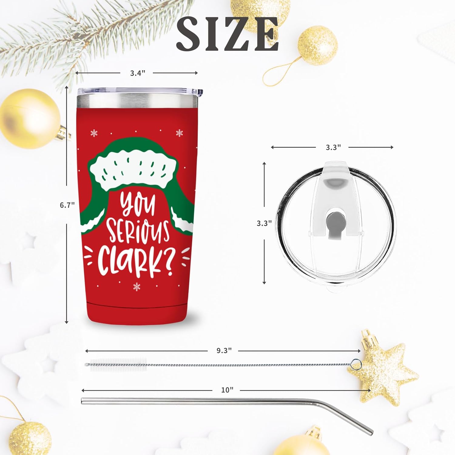 National Lampoons Christmas Vacation Merch Gifts, Funny Christmas Tumbler with Lid and Straw, 20 oz Stainless Steel Coffee Cups Keep Cold & Hot, White Elephant Gifts for Women Men - You Serious Clark - Image 2