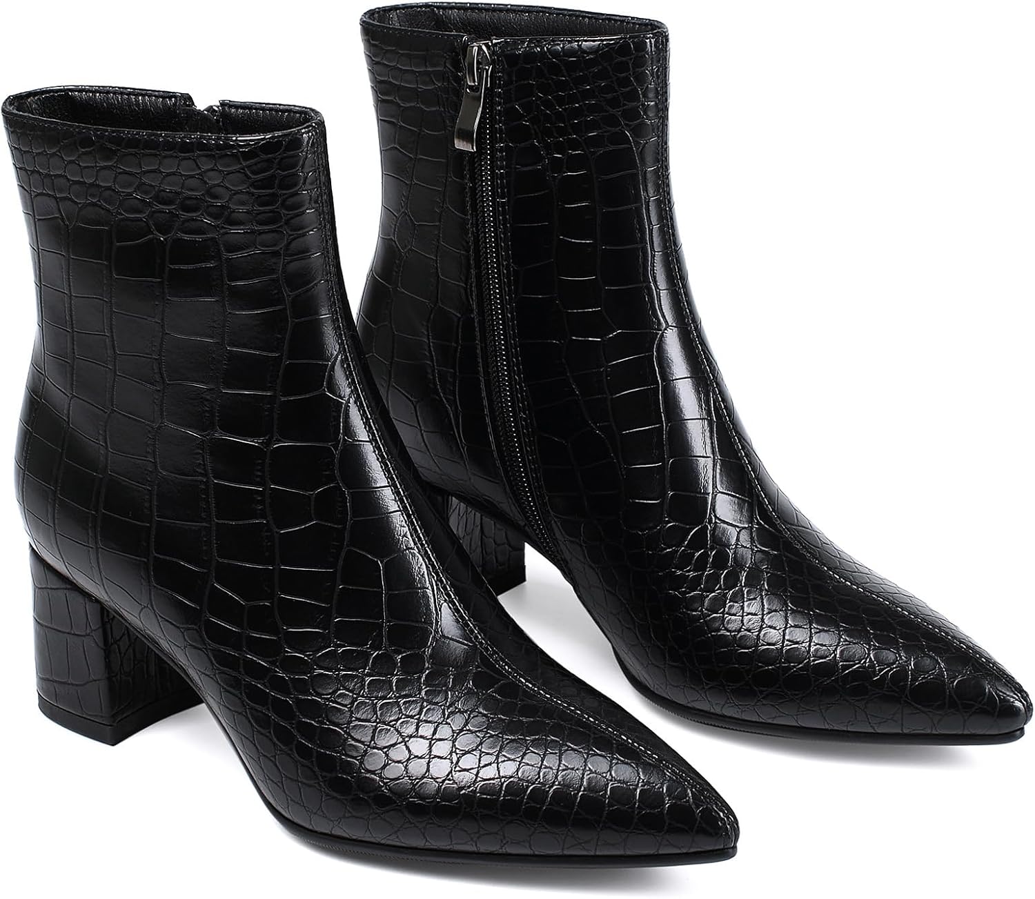 Women's Ankle Boots Pointed Toe Chunky Block Heel Short Boots for Women Low Heeled Booties - Image 5