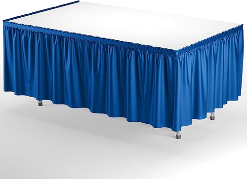 Miniatura 213 de Exquisite Falda de mesa con volantes, color marrón, paquete de 2 faldas de mesa de 14 pies de largo para mesas rectangulares de 6 pies o faldas