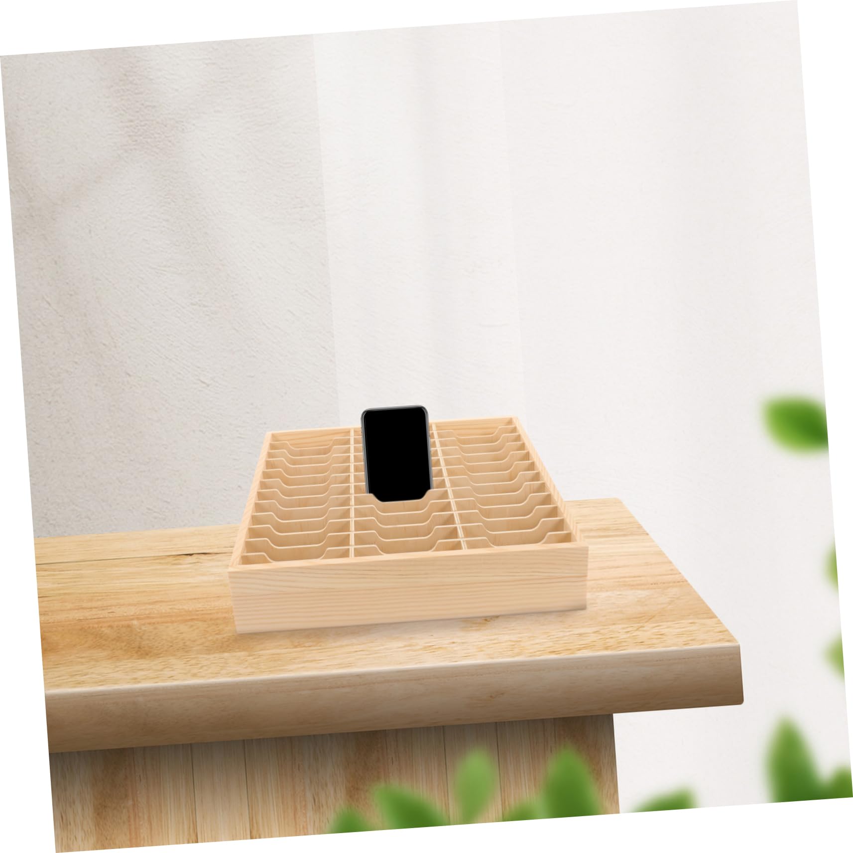 Operitacx Soporte para Teléfono Móvil de Escritorio en Madera Resistente Múltiples Compartimentos para Organizar y Almacenar en Habitaciones de Estudio o Dormitorio
