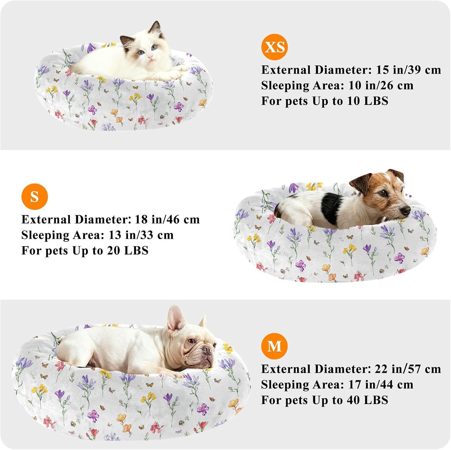 Pet Dog Beds Warm & Cozy Fluffy Dog Pillow Bed for Medium Size Pets Supplies M Sweet Freesia White