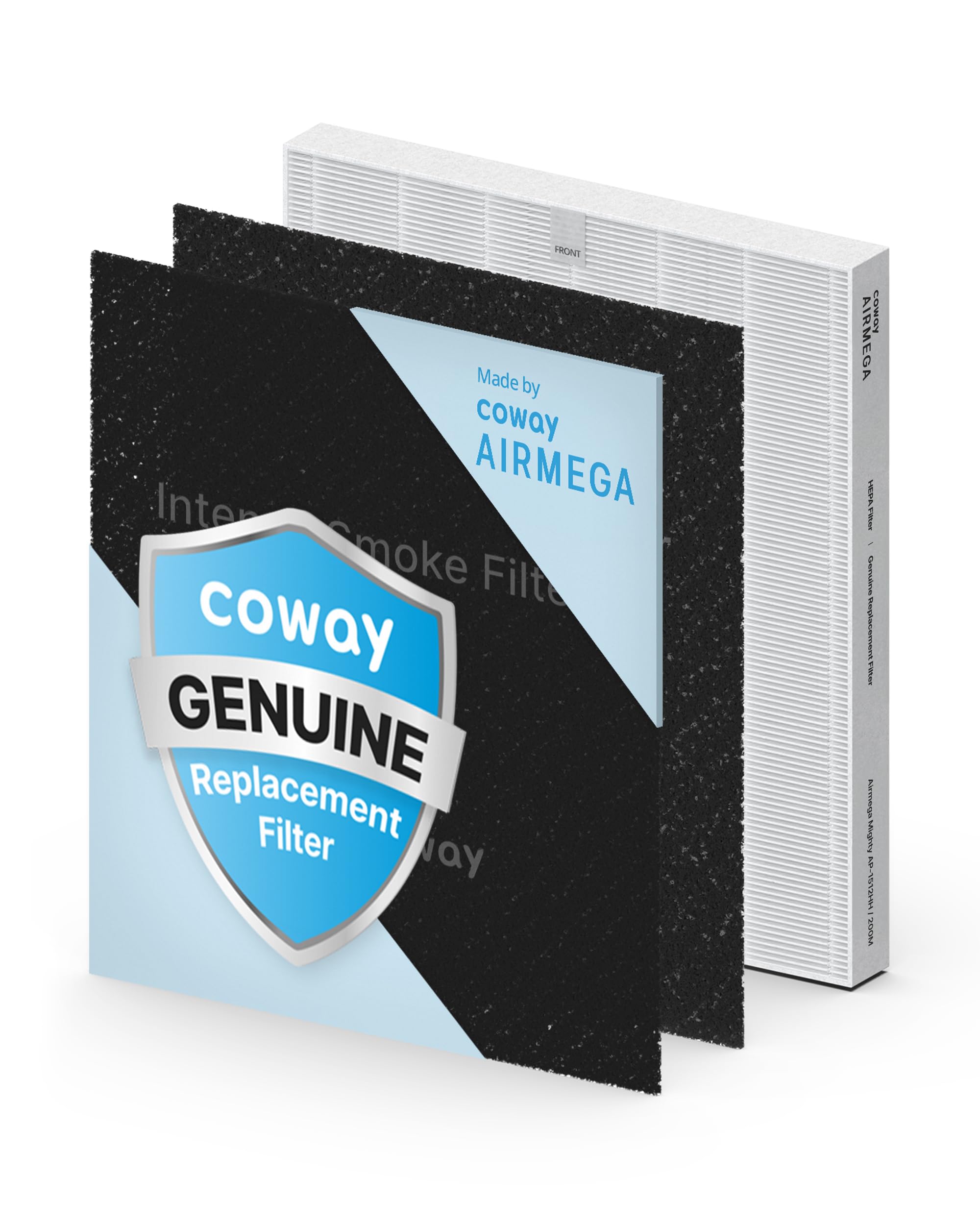 Coway AP-1512HH & 200M Air Purifier Filter Replacement, Intense Smoke Pack, 1 True HEPA Filter, 2 Carbon Filters, Black