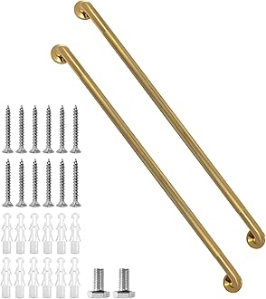 Shower Grab Bar, 2 Pack 39.4 Inch Gold Bathroom Grab Bar, 1.25" Diameter 304 Stainless Steel Anti-Slip Grab Bars for Bathtubs and Showers, Handicap Shower Grab Bar for Seniors Elderly