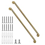 Rackickyer Shower Grab Bar, 2 Pack 39.4 Inch Gold Bathroom Grab Bar, 1.25 Diameter 304 Stainless Steel Anti-Slip Grab Bars for Bathtubs and Showers, Handicap Shower Grab Bar for Seniors Elderly