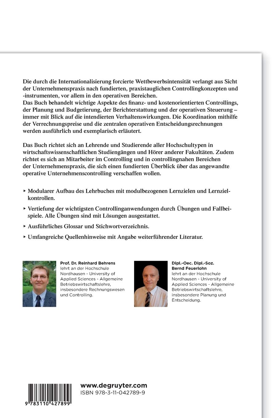 Angewandtes Unternehmenscontrolling: Operative Systeme der Planung, Kontrolle und Entscheidung (De Gruyter Studium)