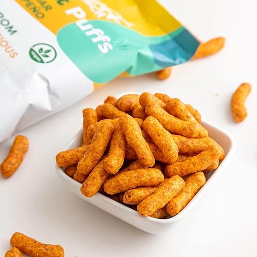 Miniatura 5 de Pnuff Crunch Puffs de Mantequilla de Maní - Bocadillos saludables, aperitivos bajos en calorías, aperitivos sin gluten, veganos, ricos en proteínas,