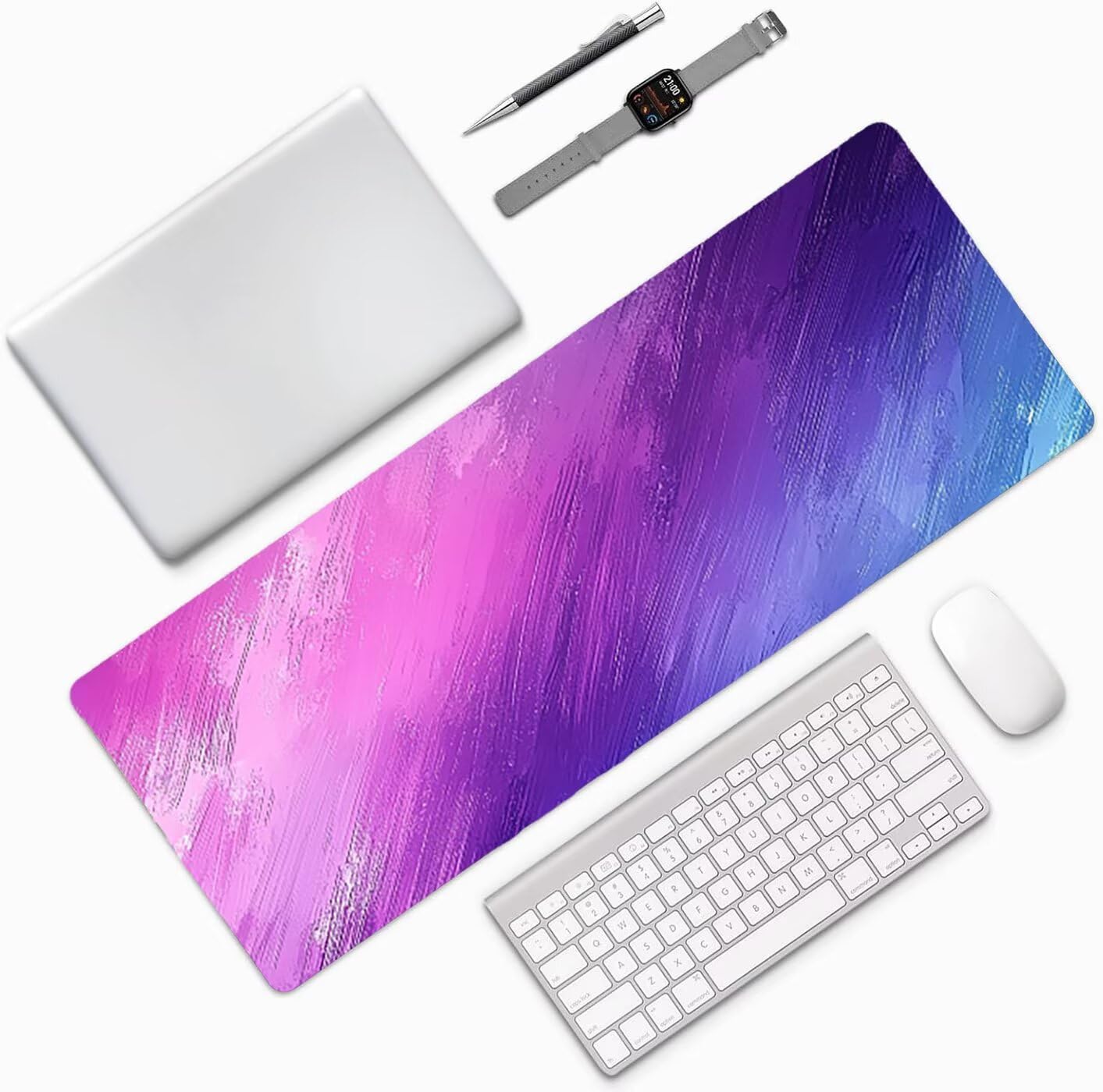 Lpfieonn Rosa Großes Schreibtischunterlage, XXL Schreibtischunterlagen, Lila XXL Wasserdicht Gaming Mousepad mit Vernähter Rand und Rutschfeste Gummibasis, für Laptop/Hause/Büro 120x60cm PF-2297