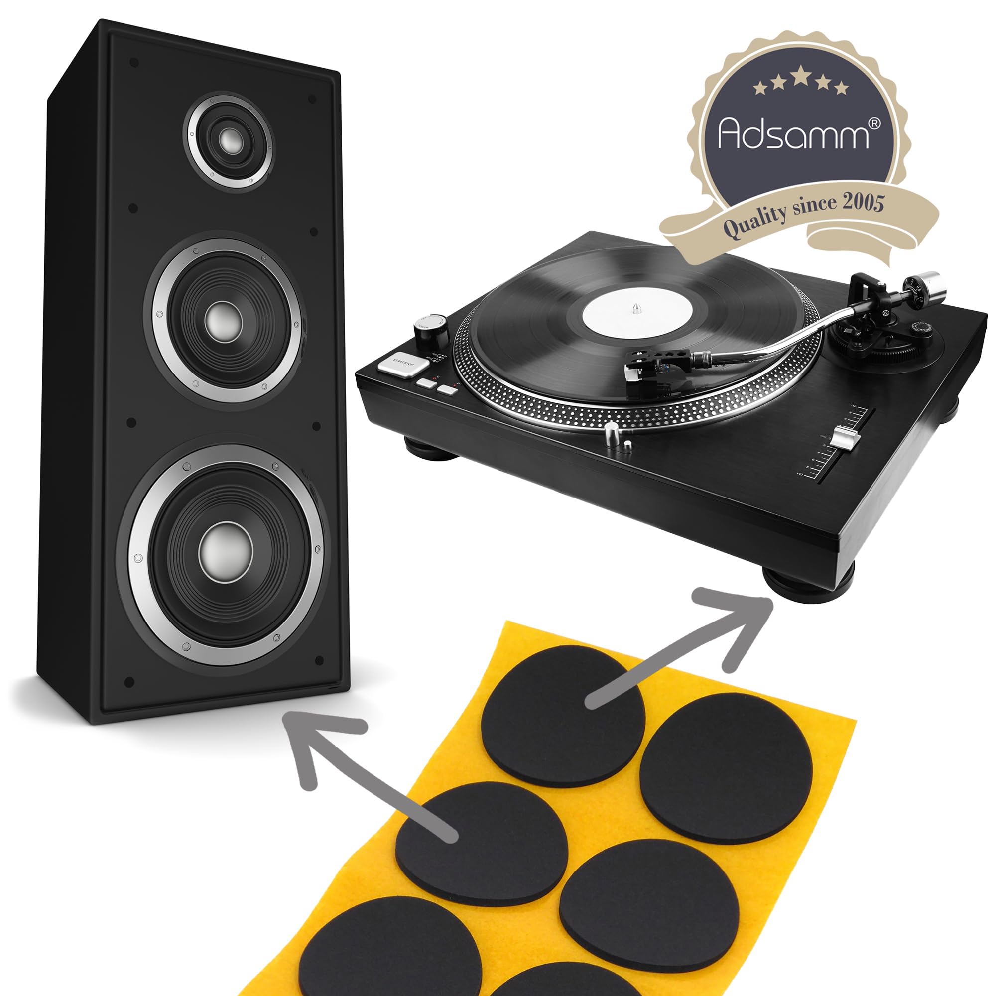 Adsamm 60 x self-Adhesive Anti-Slip Pads Black 0 79x1 57 in 20x40 mm Rectangular Stick-on Non-Slip EPDM Rubber — view 4