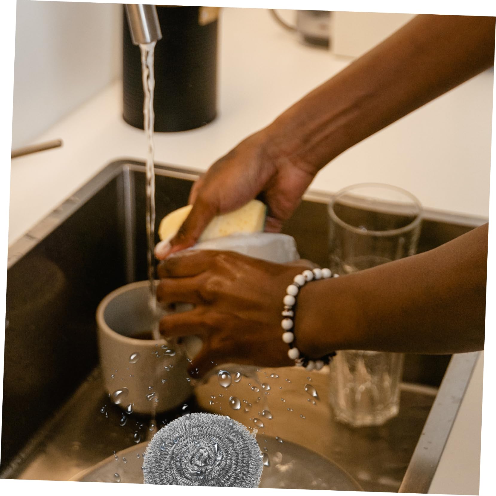 Estropajo de Acero Inoxidable para Limpieza de Cocina, 20 Piezas | Plata, 9cm de Diámetro, para Ollas y Rejillas, Ligero, Acabado Metálico