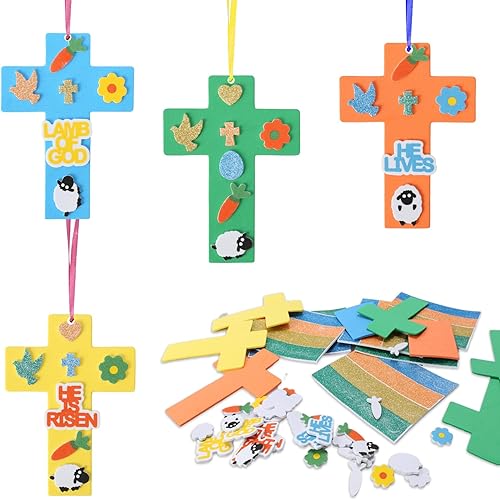 Miniatura 1 de Fennoral Paquete de 12 calcomanías de espuma de conejo de Pascua para niños, para hacer tu propio conejo de Pascua, manualidades y manualidades para