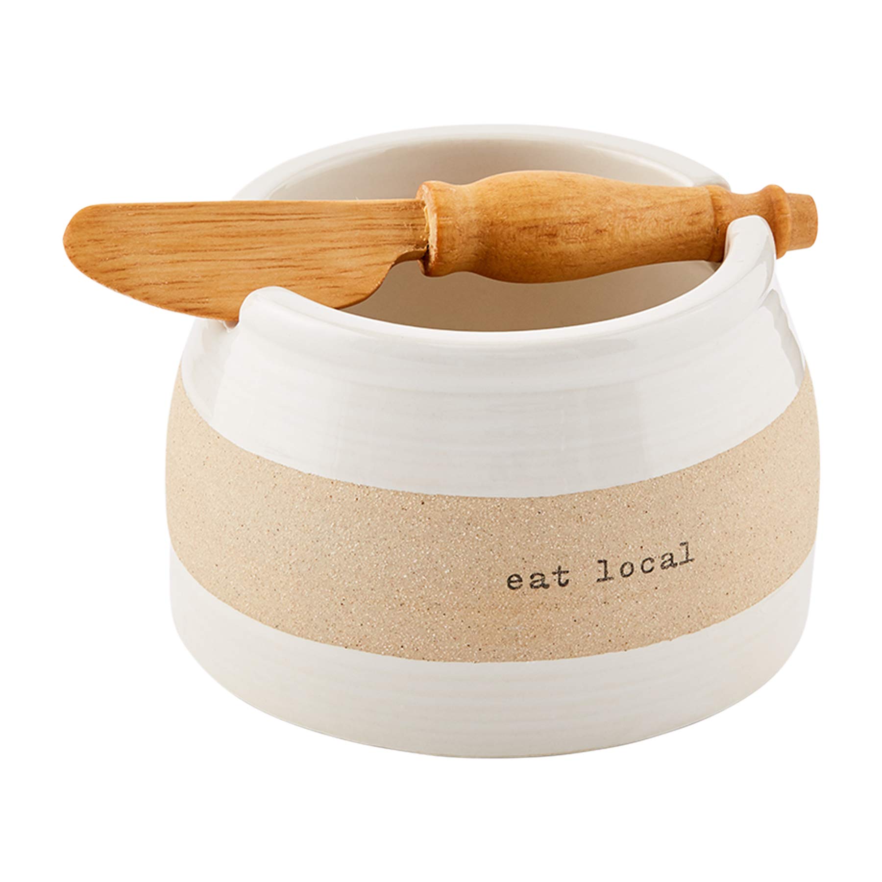 Mud Pie EAT LOCAL STONEWARE DIP SET, bowl 2 3/4