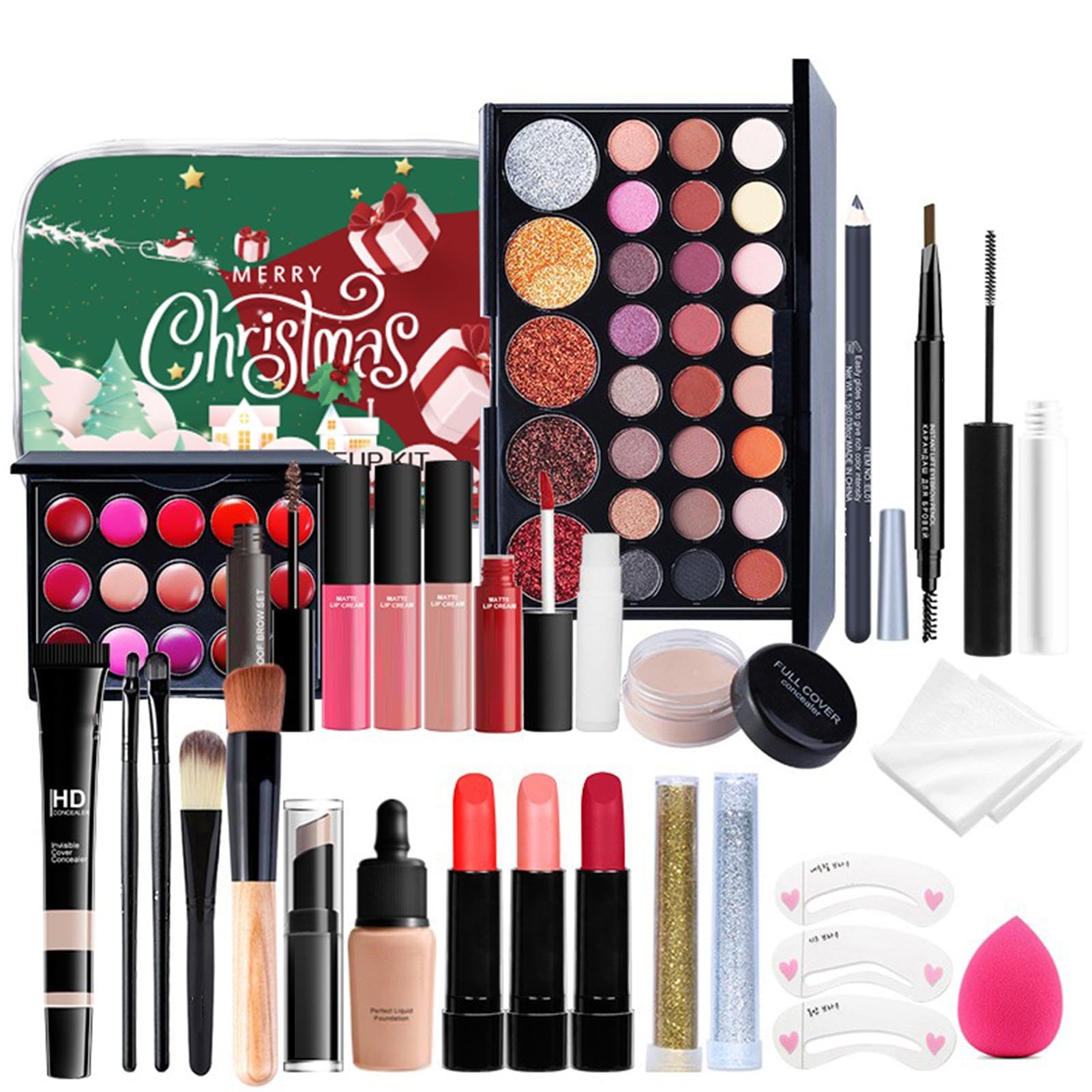 Holiday Makeup Set, Waterproof Makeup Kit, Christmas Makeup Set, Portable Makeup Box, All-in-1 Makeup, Makeup Storage Box for Women Ladies Beauty Accessories