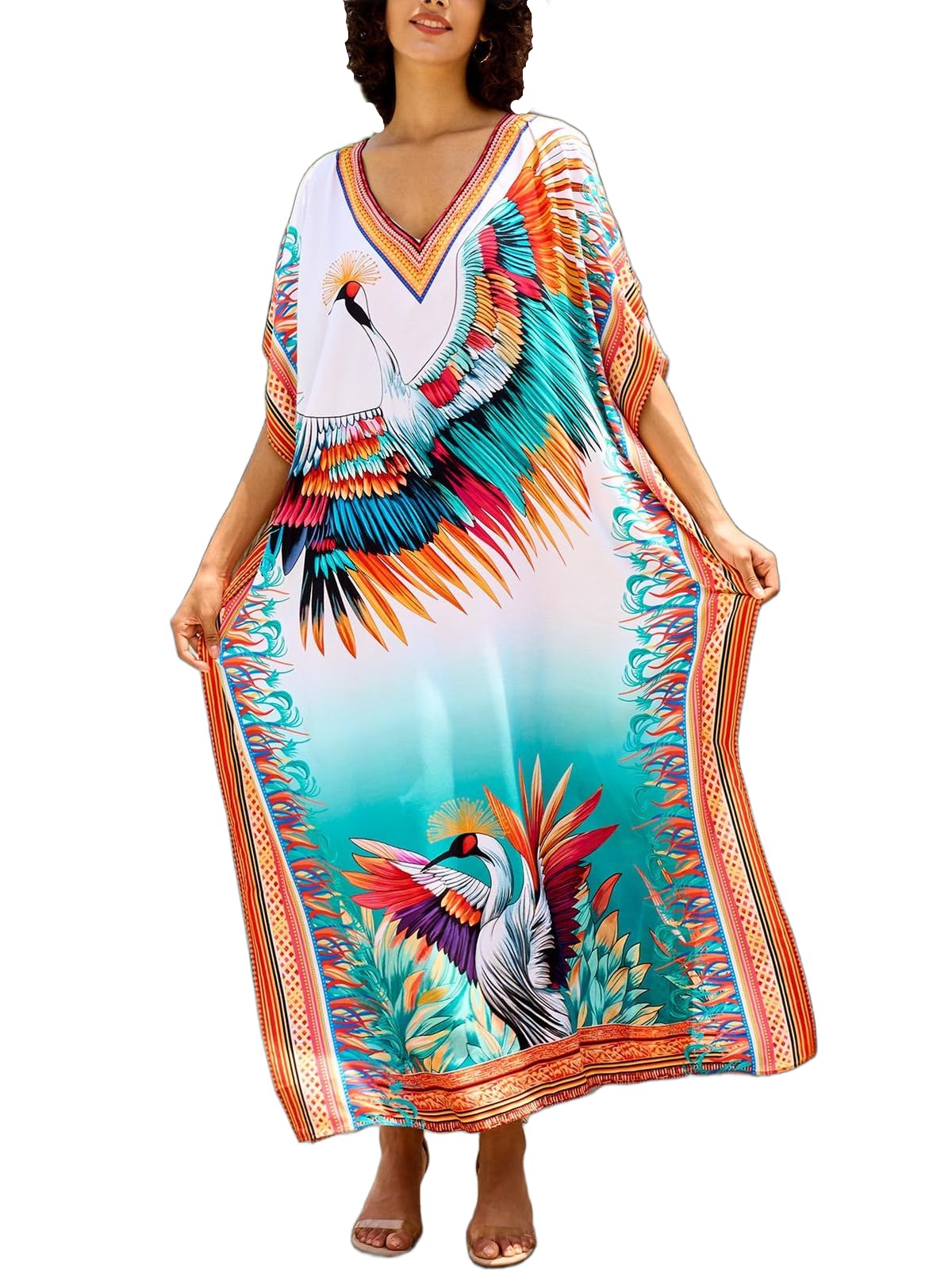 NFVNKJ Women's Plus Size Beach Lounge Kaftan Maxi Dress Swimsuit Coverup for Women
