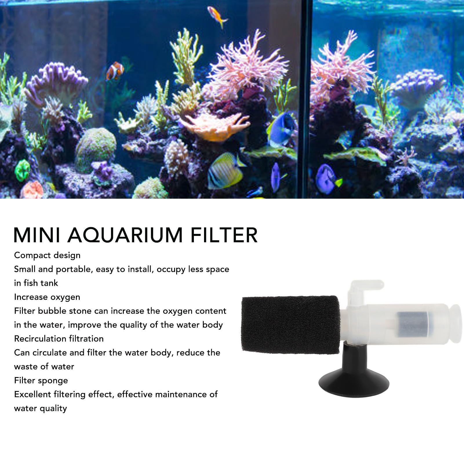 YOUTHINK Sponge Filter for Small Aquariums, Circulation Filtration, Easy to Replace for Mini Aquariums, Sponge Material