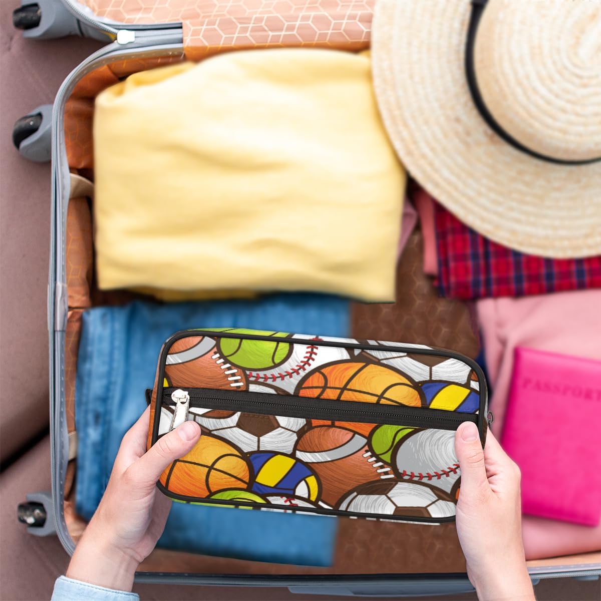 Sport Ball Travel Cosmetic Bag for Boy Men,Hanging Toiletry Bag,Waterproof Makeup Bag,Approved Hygiene Bag Shave Dopp Kit Organizer for Toiletries Shower Bathroom Carry-on Accessories Gifts