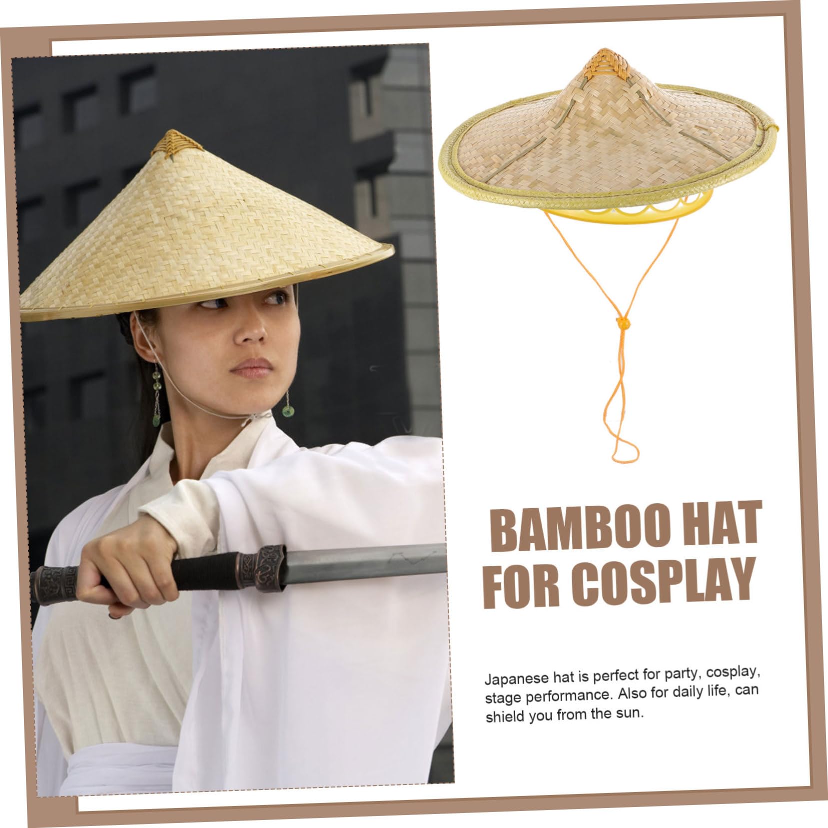 Holibanna sombrero caballeresco sombrero de mago sombrero de sombrero de copa tapa gorro sol sombrero sol sombrero japonés para hombre sombrero cónico japonés tejido de bambú rojo