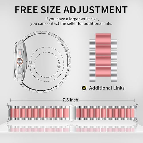 Vista 3 de GOLDTOLUCK No Gap Stainless Steel Band Compatible with Samsung Galaxy Watch 8 7 6 5 4 Classic FE Pro Ultra 40mm 44mm 46mm 43mm 47mm 45mm 42mm