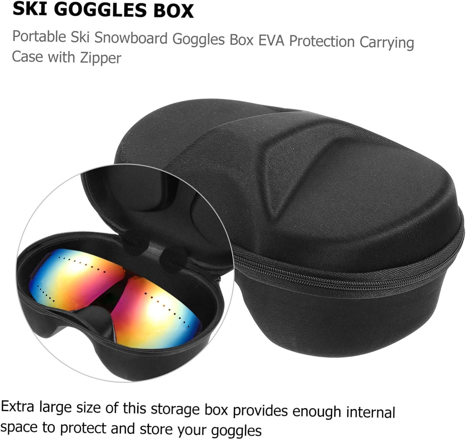 Milisten Practical Ski Goggles Storage Case Shockproof Eva Container for Outdoor Sports Zipper Closure Lightweight and Compact Design for Diving Masks and Snowboard Goggles