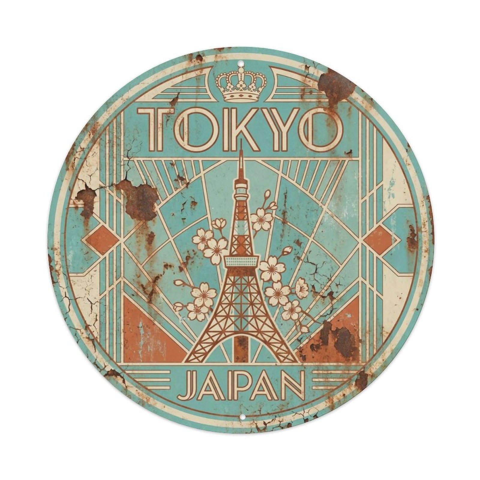 Vintage Travel Tokyo Japan Kingdom Vintage Metal Tin Sign Plaque Wall Decor for Cafe, Club Bar, Office, Garden Metal Poster 8x8Inch