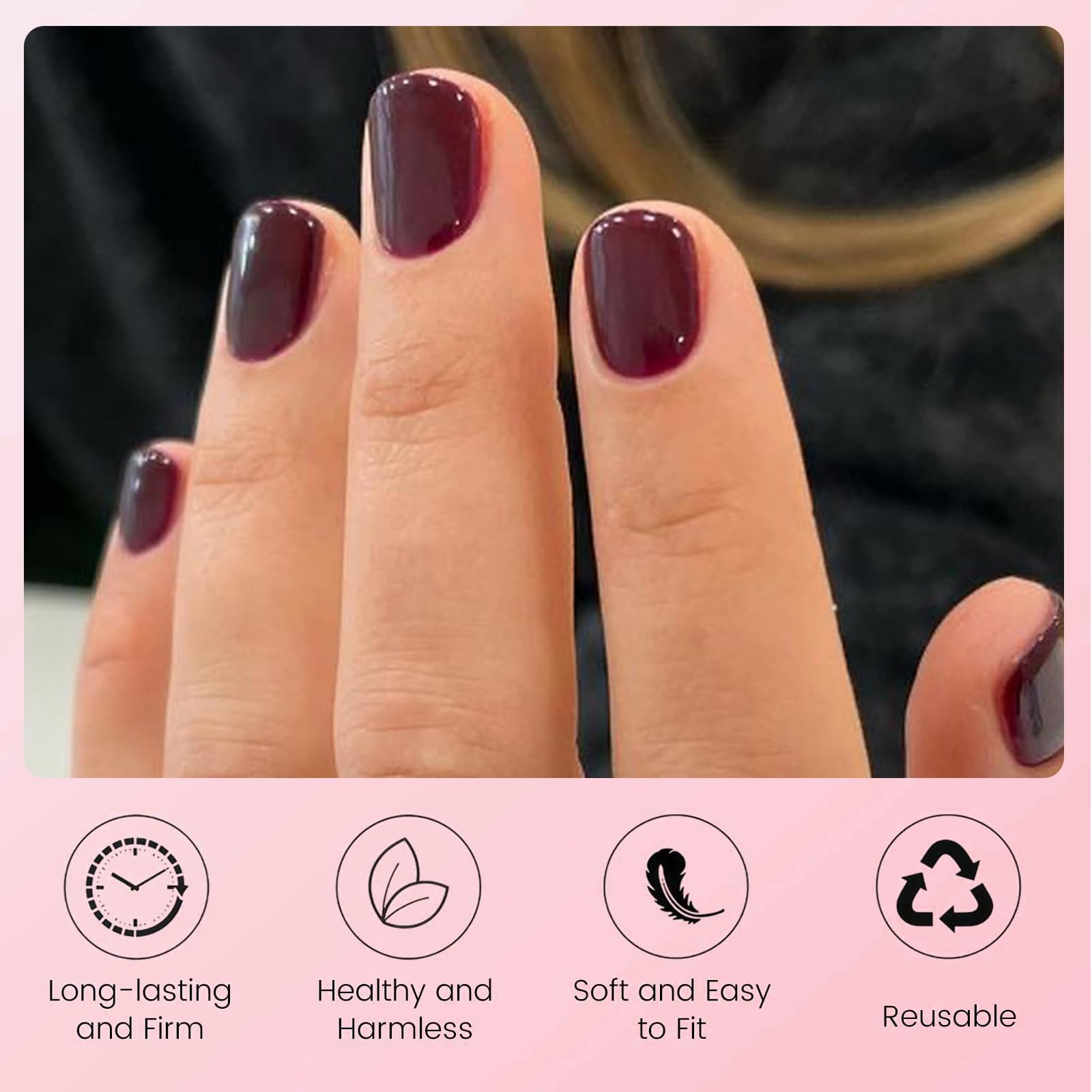 Nymora Press on Nails, 240 unidades de uñas postizas para pegar, puntas de gel suaves, material ABS, incluye pegamento para uñas de 8 ml, lima de uñas, empujador de cutículas, caja de almacenamiento — view 4