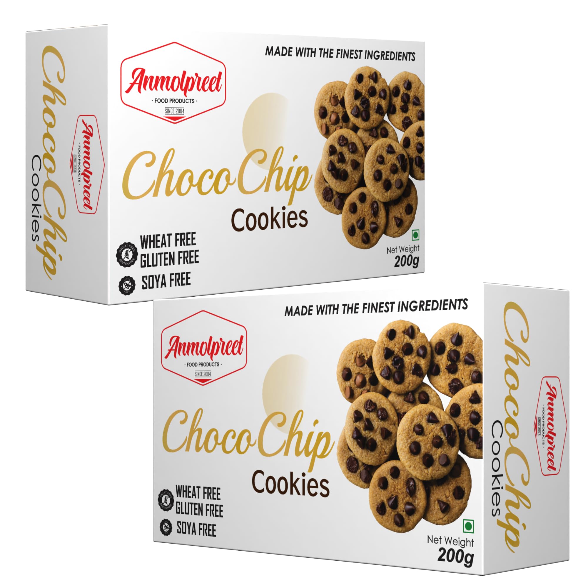 Anmolpreet Choco Chip Cookies - 400g (Pack of 2 x 200g) | 100