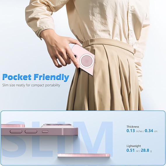 imluckies イムラッキーズ 磁気ベース PopSocket携帯電話グリップとMagSafeiPhoneシリーズケースに対応 取り外し可能なKindle/電話ホルダーベース 薄くて軽いポータブルプレート マットピンク