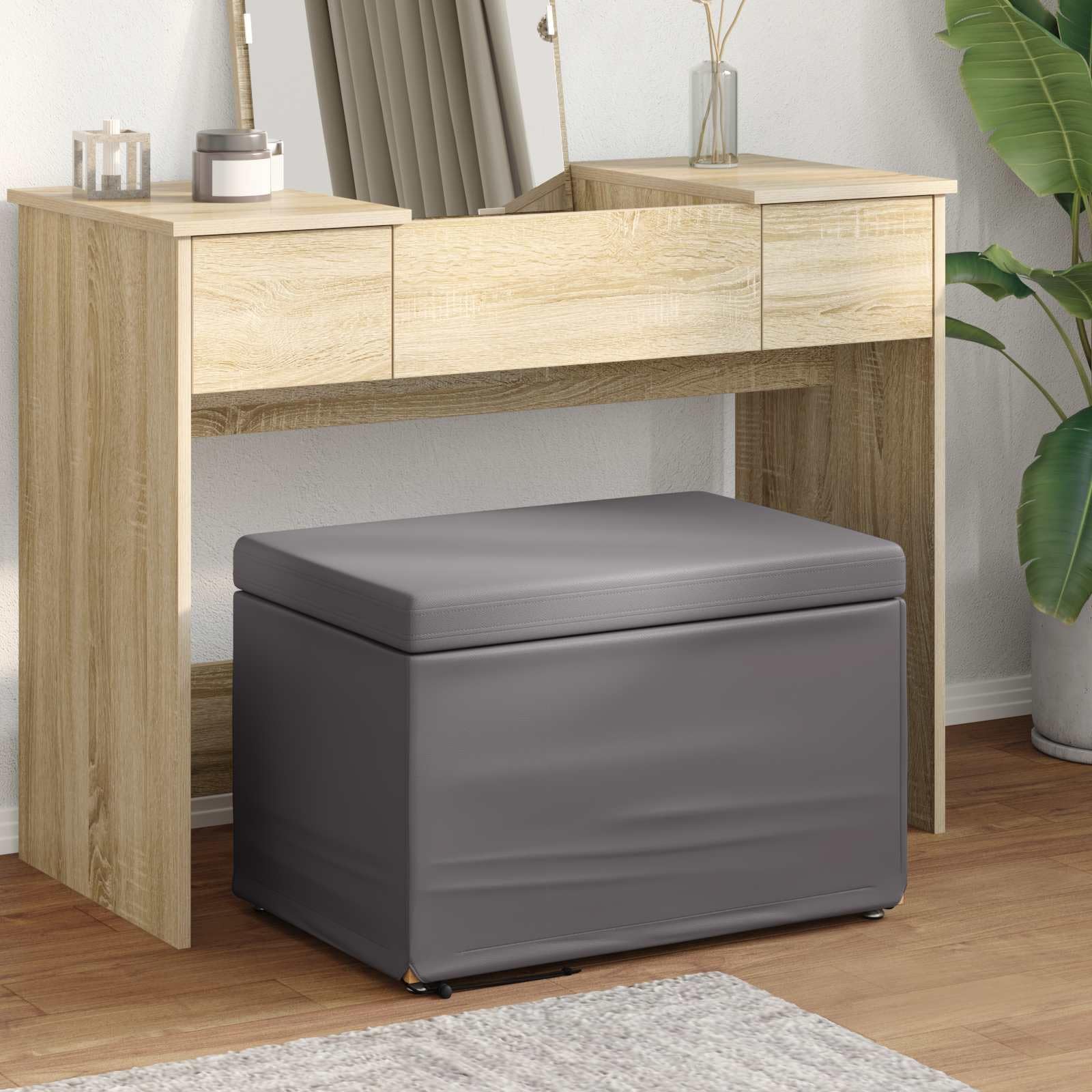 Tabouret gris en cuir synthétique pour petits espaces
