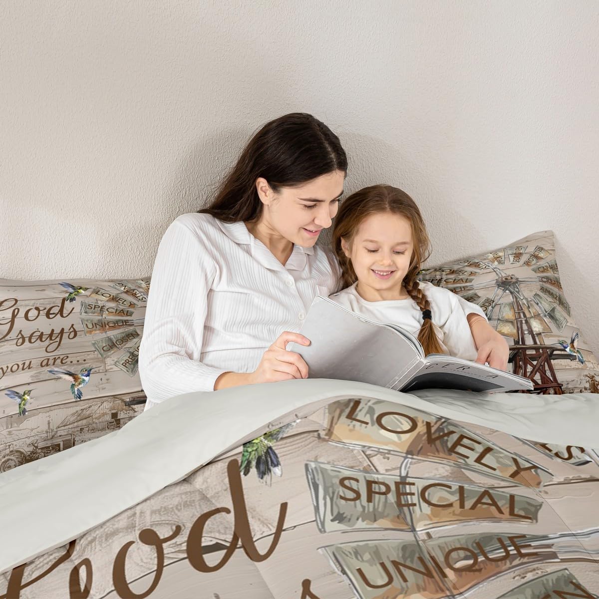 Rustic Windmill Farmhouse Comforter Set King Size, Hummingbird Farm Cow Bedding Set Rooster Cabin Country Lodge Quilt Windmill Decor Vintage Barn Door Wooden Plank Down Comforter With 2 Pillow Cases - Image 5