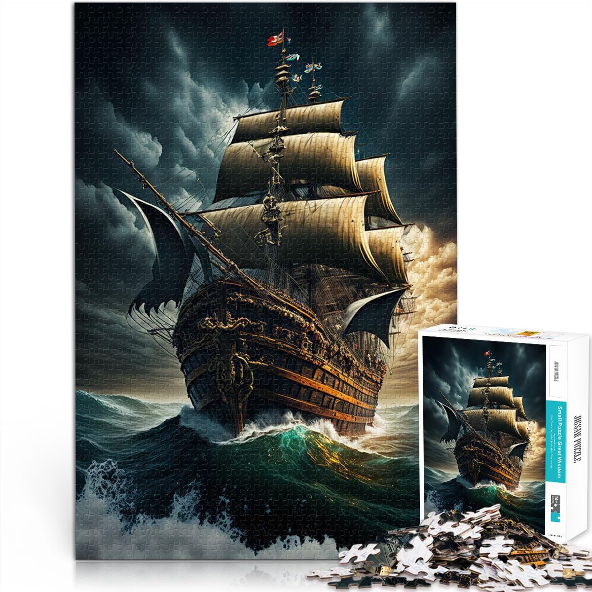 Puzzle 2000 pezzi per adolescenti Nave pirata Giocattolo educativo intellettuale decomprimente Lista dei desideri con Babbo Natale 70x100cm