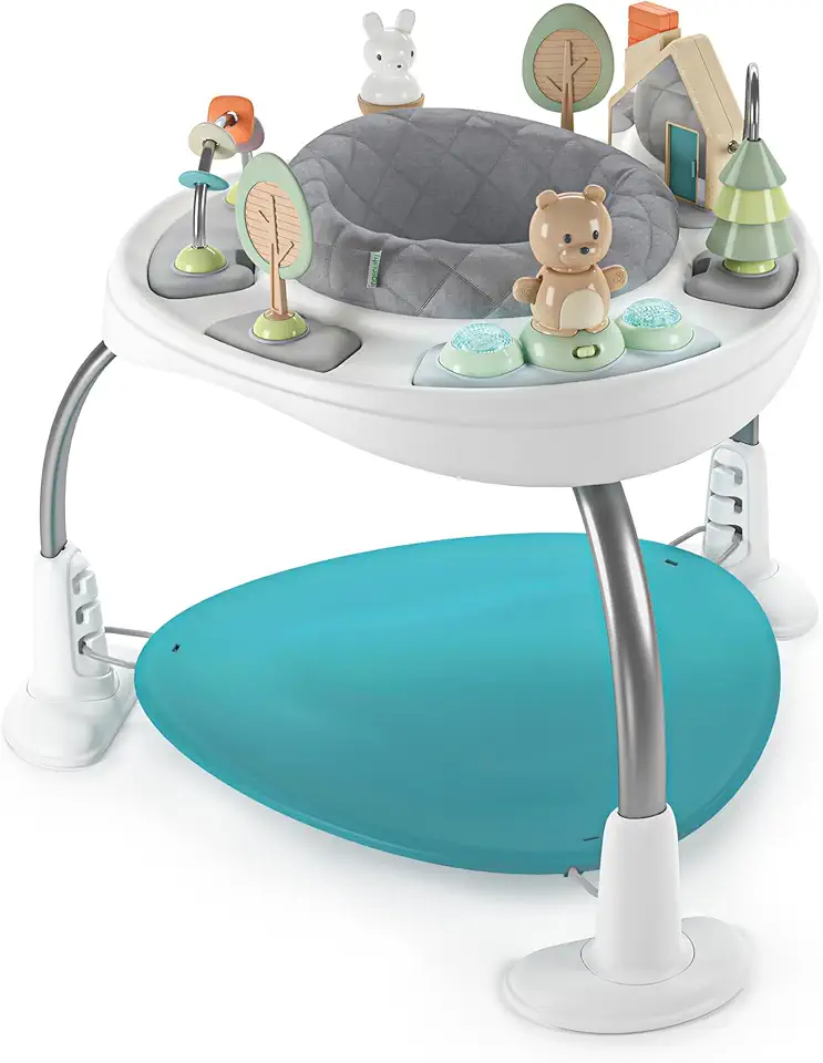 Ingenuity Spring &amp; Sprout 2-in-1 Baby Activity Center Jumper and Table with Infant Toys - Ages 6 Months +, First Forest