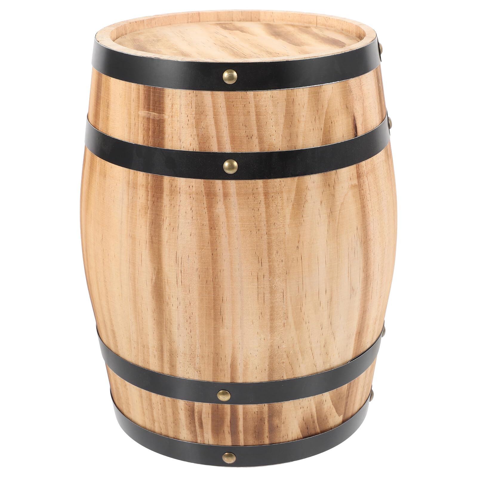 Barril de Vino Tinto de Madera Natural Mediano Decoración Vintage para Bar y Jardín Artesanía de Barril de Madera Retro para Decoración Paisajística