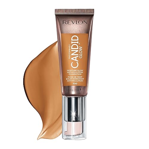 Revlon PhotoReady Candid Glow Moisture Glow Anti-Pollution Foundation with Vitamin E and Prickly Pear Oil, Anti-Blue Light Ingredients, without
