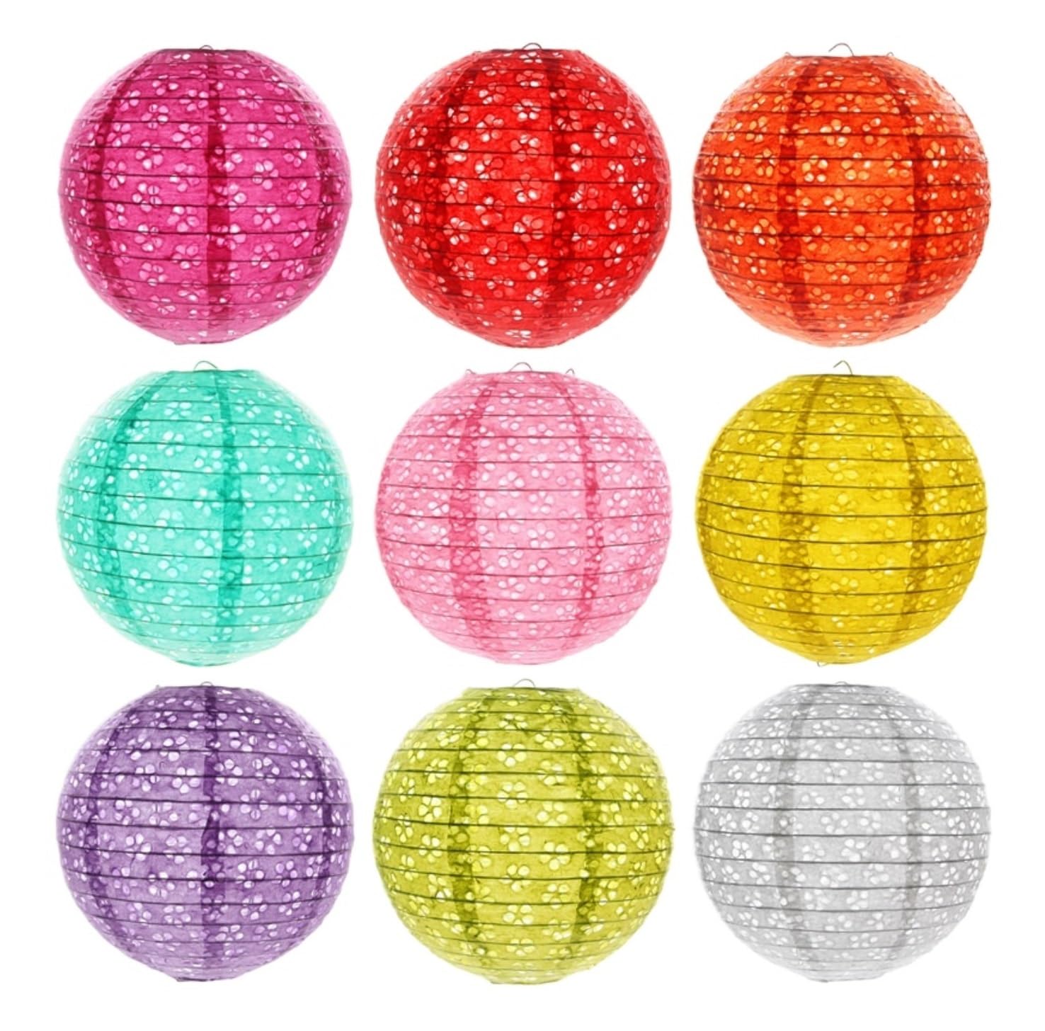 Wiosenna Latarnia Festiwalowa, 9 Szt. Okrągłych Chińskich Japońskich Wiszących Lampionów Papierowych Do Domu, Restauracji, Kościoła Przyjęcie(40cm)
