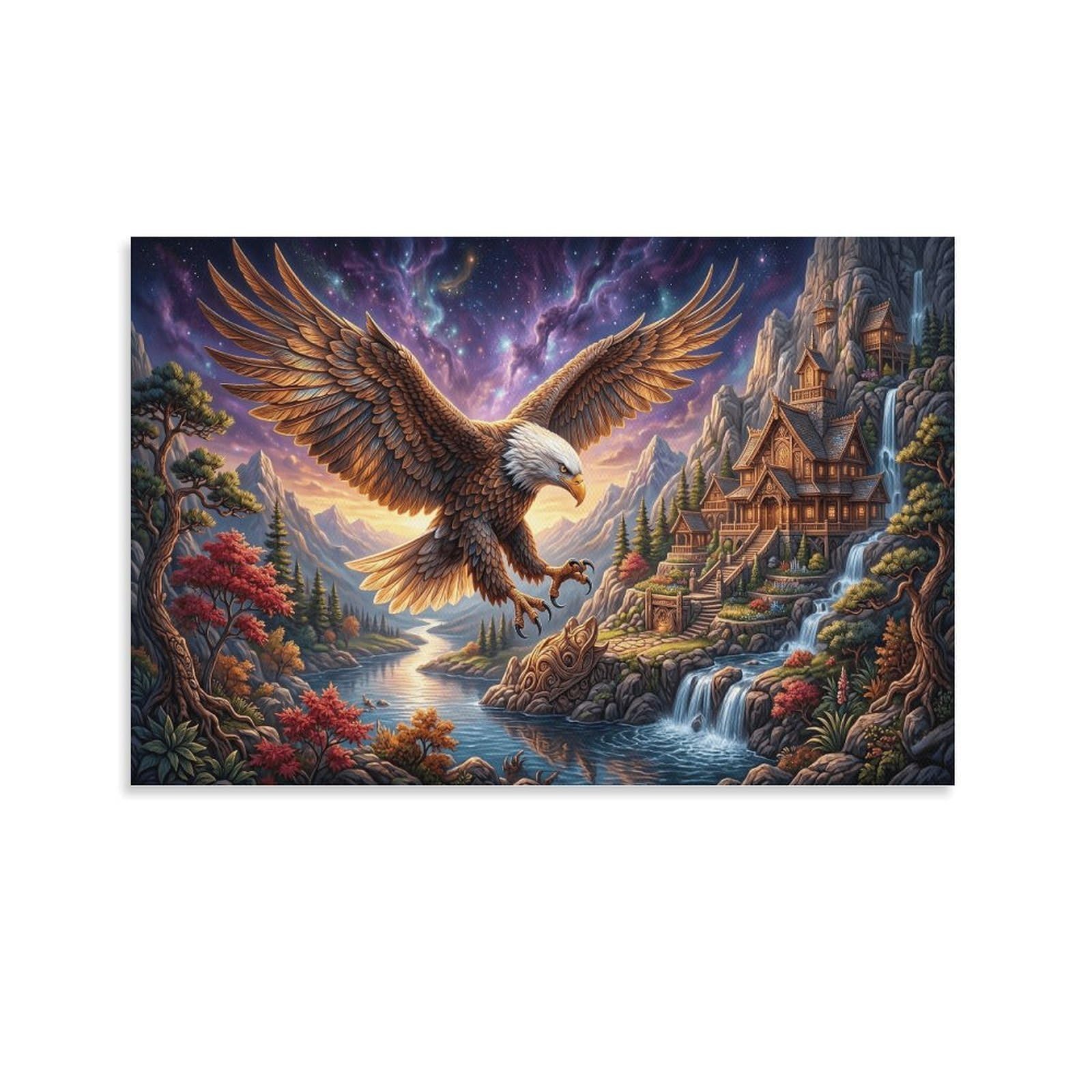 XPASHIQWC Eagle Wall Decor Poster Purple‑Glow Valley Canvas Prints Picture Modern Wall Art Picture Wall Hanging for Bathroom Wall Decor 24x36inch(60x90cm)