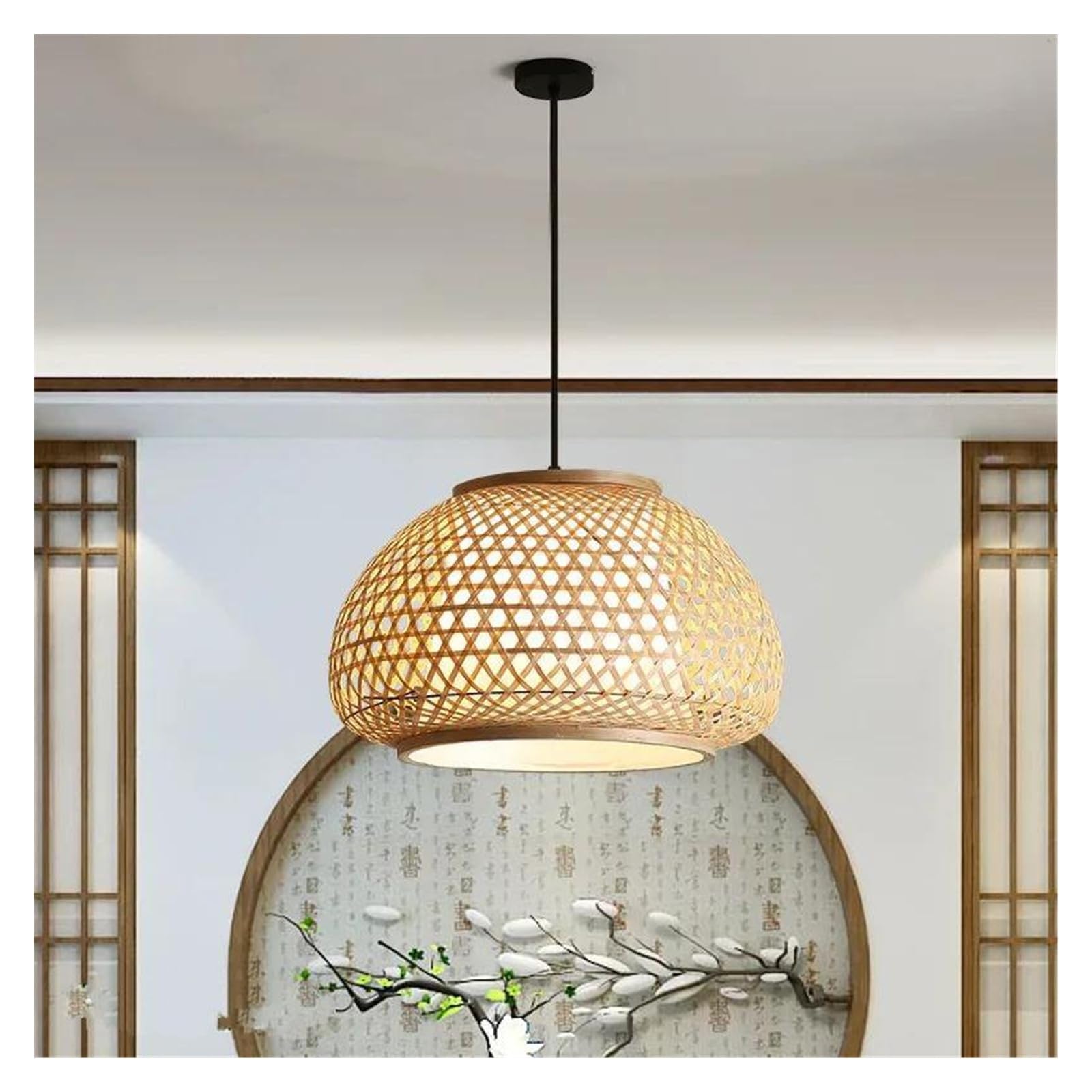 Suspension LED en bambou salon et restaurant ambiance zen nature