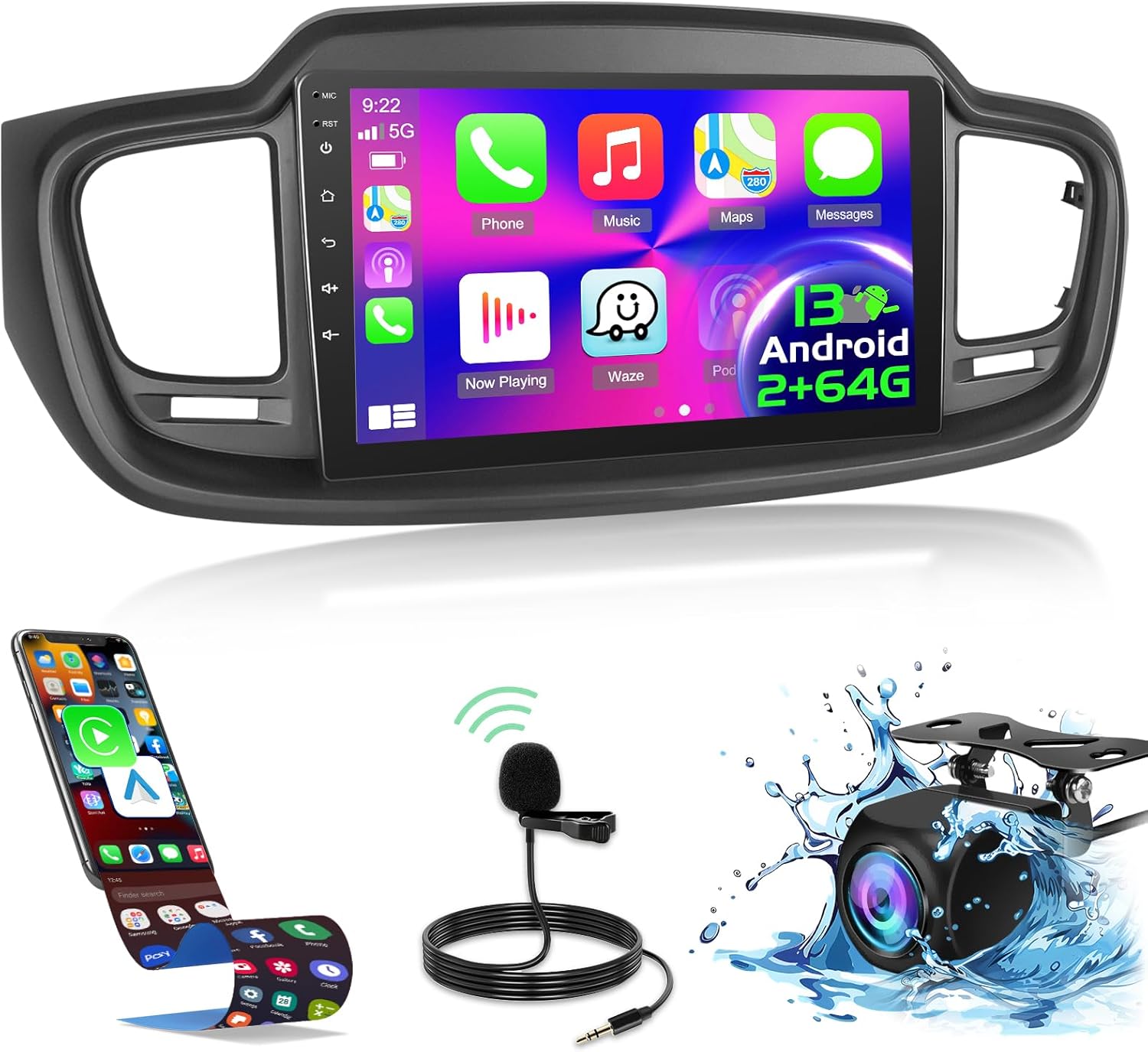 4+64G for KIA Sorento 2015 2016 2017 2018 2019 2020 Android Car Stereo with Wireless Carplay and Android Auto - 10 Inch HD Touchscreen Radio with 32EQ DSP/WiFi/GPS/Mirror Link, AHD Rear View Camera