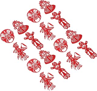 NUOBESTY 16 peças de cortes de papel chinês festival de primavera corte de papel vermelho ano novo chinês decalques de janela adesivos adesivos 2021 ano de boi decoração de parede vermelho