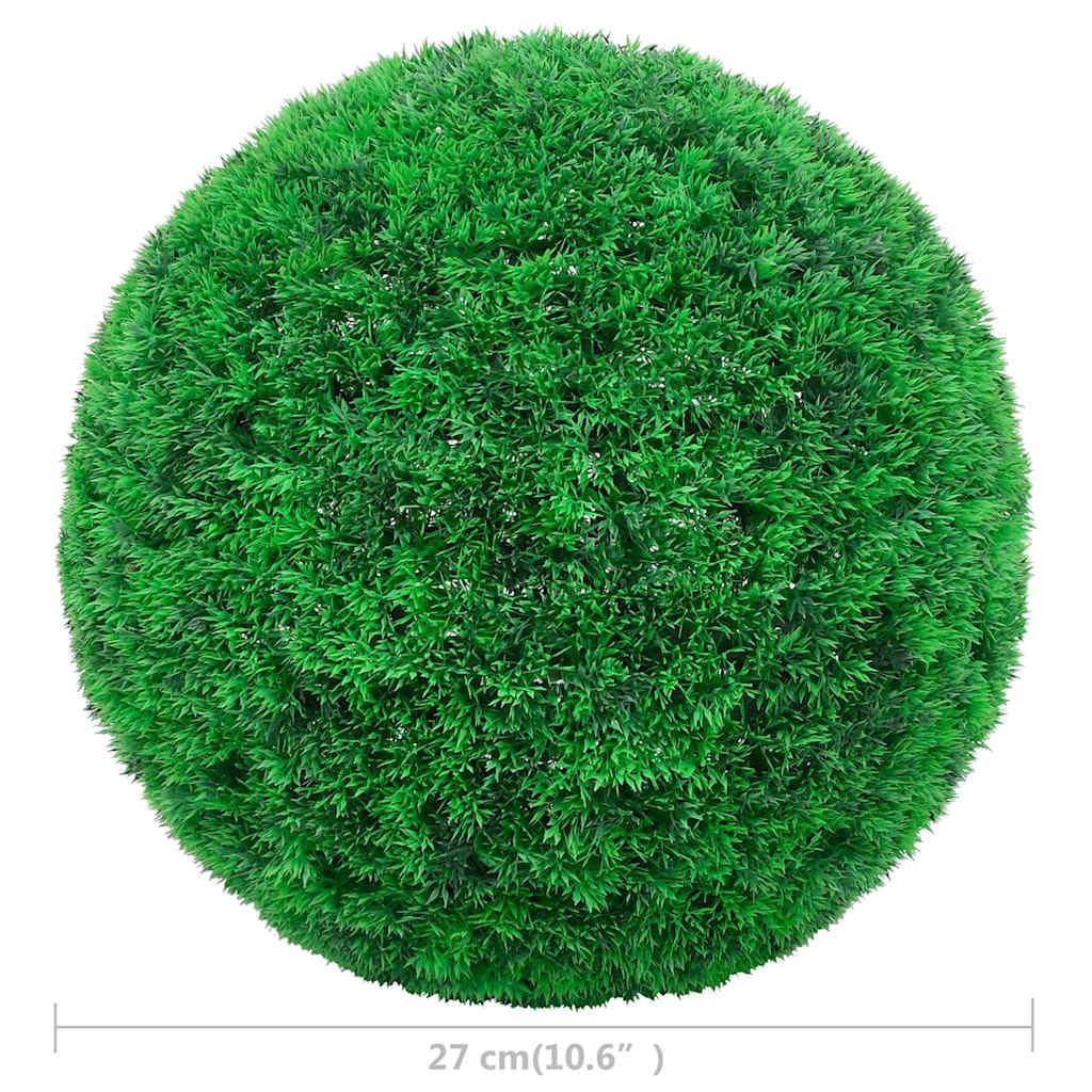 Lot de 2 boules de buis artificielles - 27 cm - Vert - En polyéthylène - Résistantes aux intempéries - Pour l'intérieur et l'extérieur - Décoration en pot et guirlande - Pour salon, chambre à