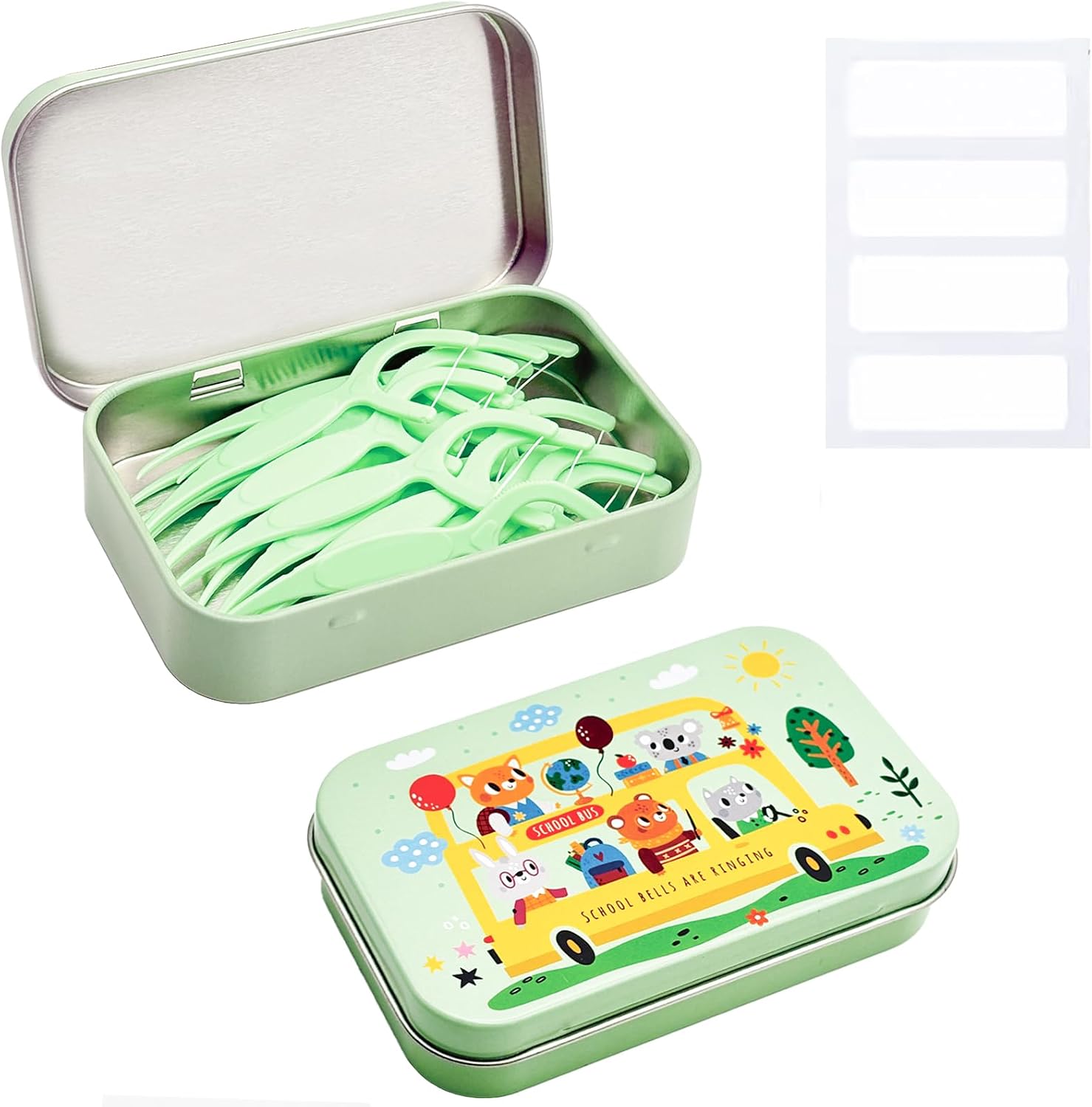 Dental Floss Holder for Travel, 2 Pcs Portable Floss Pick Holder Small Metal Tin Box Containers, Refillable Floss Pick Dispenser for Travel, Dates, Dinners and Hotels