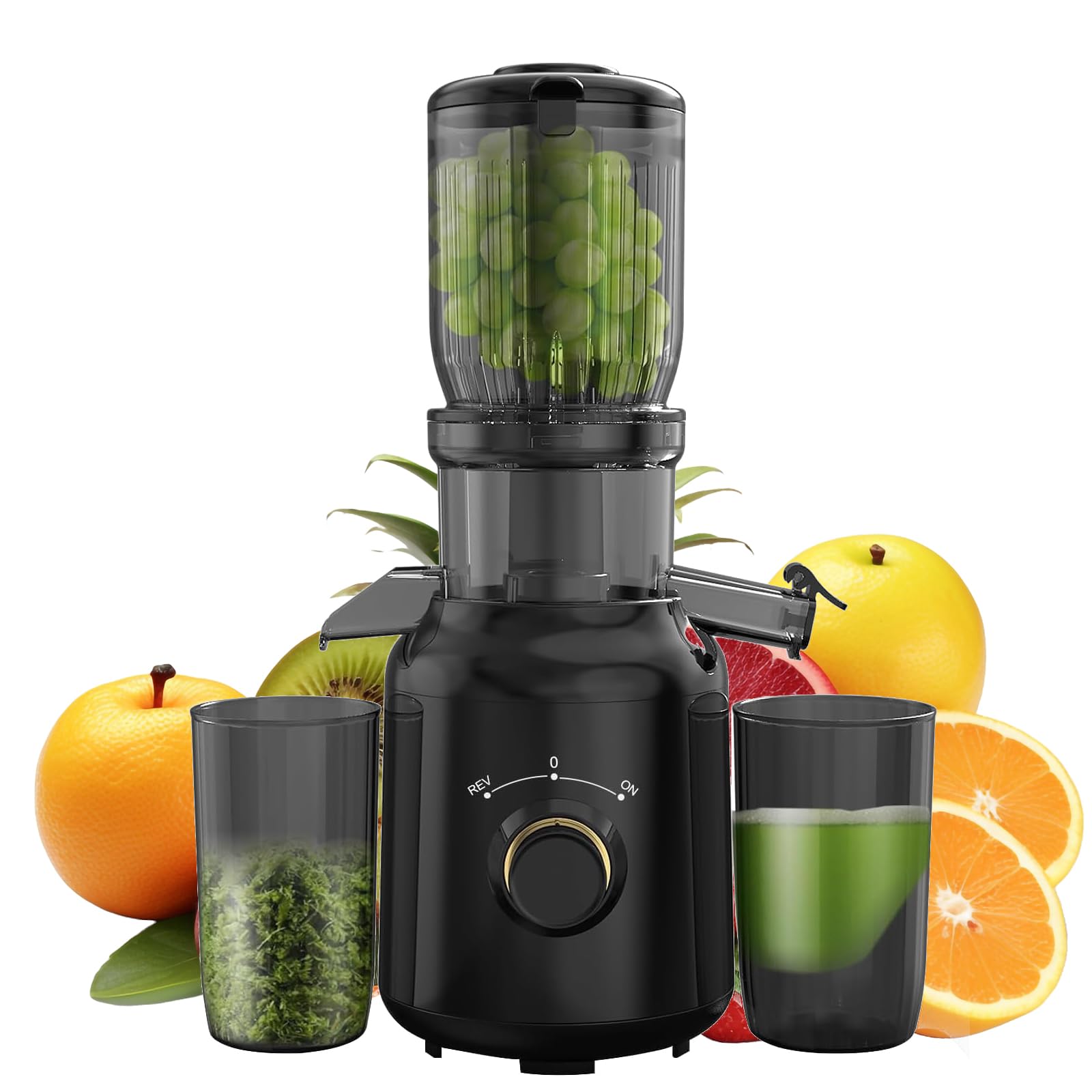 Cold Press Juicer Machines Vegetable and Fruit, 4.1" Large Feed Chute Powerful Slow Masticating Juicer, Juice Extractor Machine BPA Free Easy Clean Self Feeding High Juice Yield
