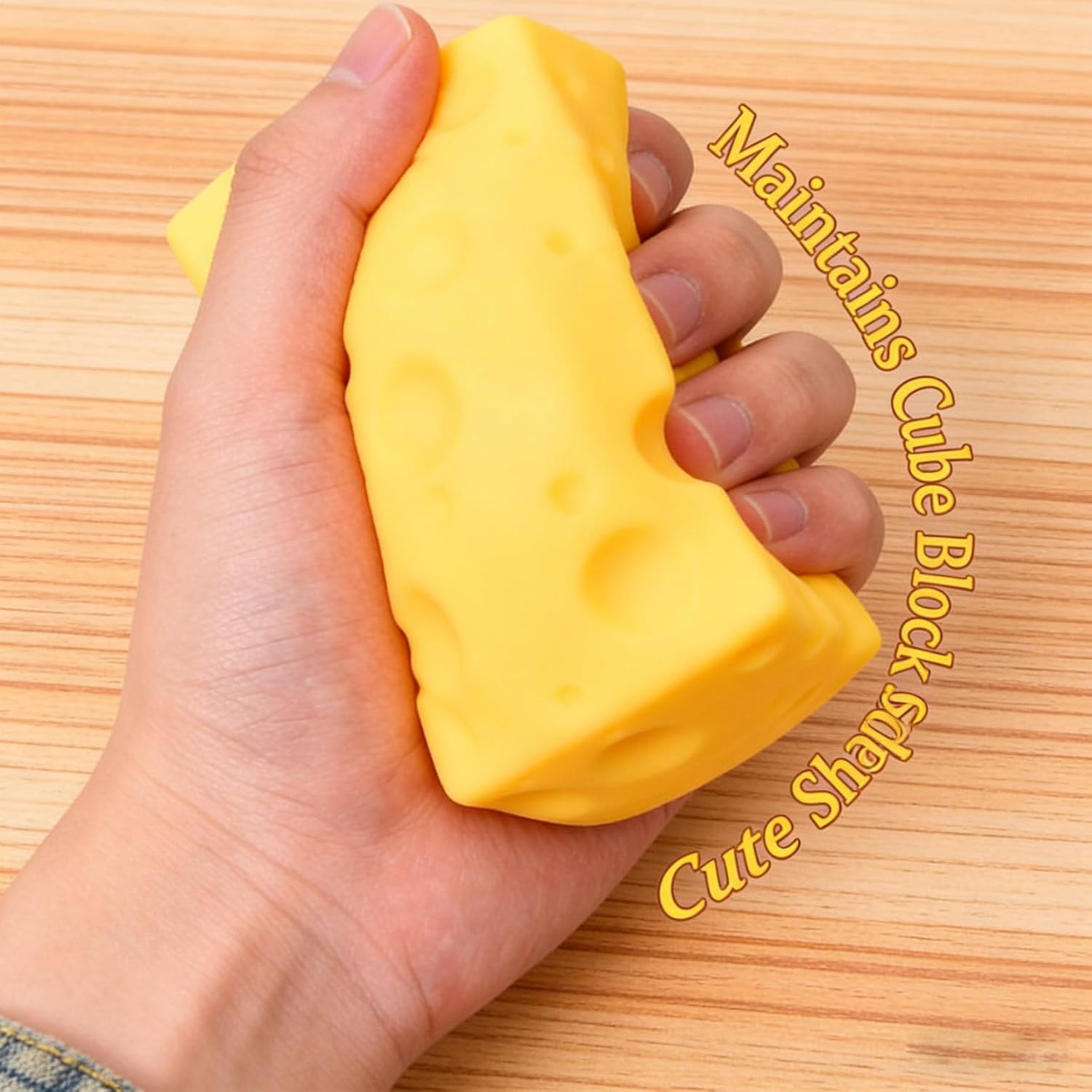 2026 New Yellow Cheese Squishy Slow Rising, Extra Large Squishy Squeeze Cheese Block, Soft Novelty Toy, Stress Balls for Adults Rebounding Sensory Squishys Cheese (2.4in) — view 6
