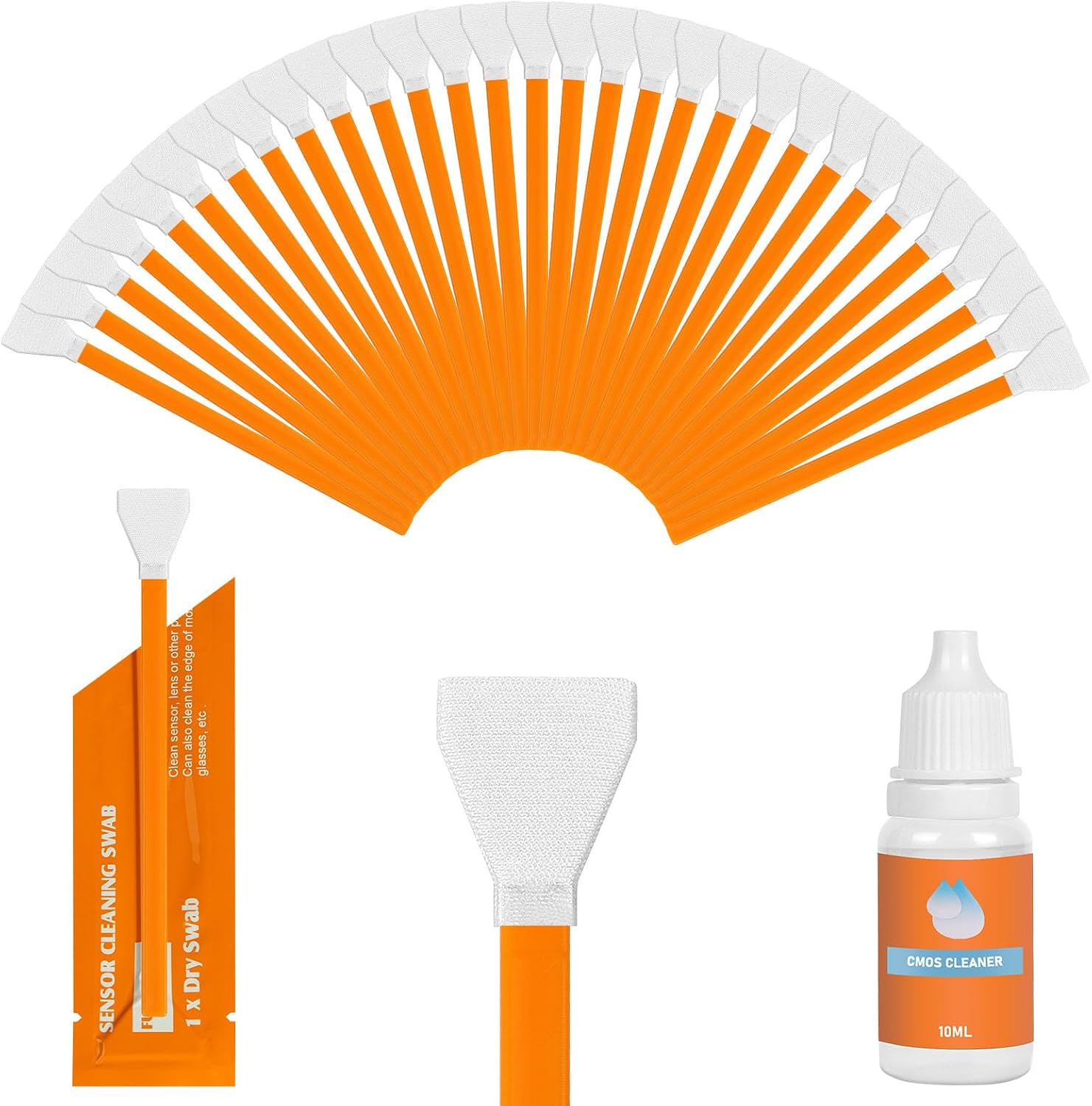 Sensor Cleaning Set 30 Pieces 24 mm Sensor Cleaning Kit for Full Frame Cameras Dust-Free Vacuum Packaging with 10 ml Sensor Cleaner Cleaning Sets for DSLR Camera CMOS CCD Sensors Lenses
